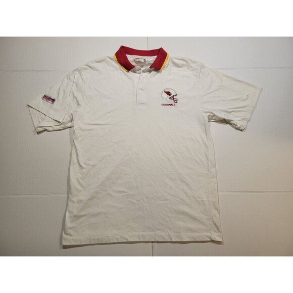 Vintage Arizona Cardinals Single Stitch White Polo Mens Size M Embroidered‎ Logo - Picture 1 of 7